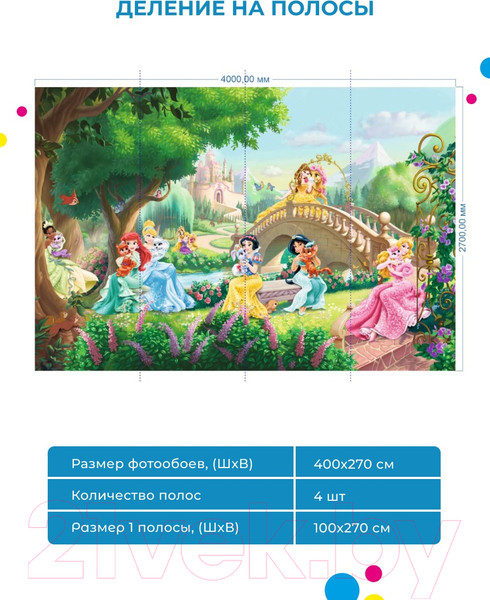 Изображение товара Фотообои листовые ФабрикаФресок Принцессы Детские Мульфильм / 984270 (400x270)