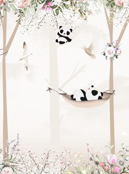 Изображение товара Фотообои листовые ФабрикаФресок Детские Панды в Лесу / 992270 (200x270)