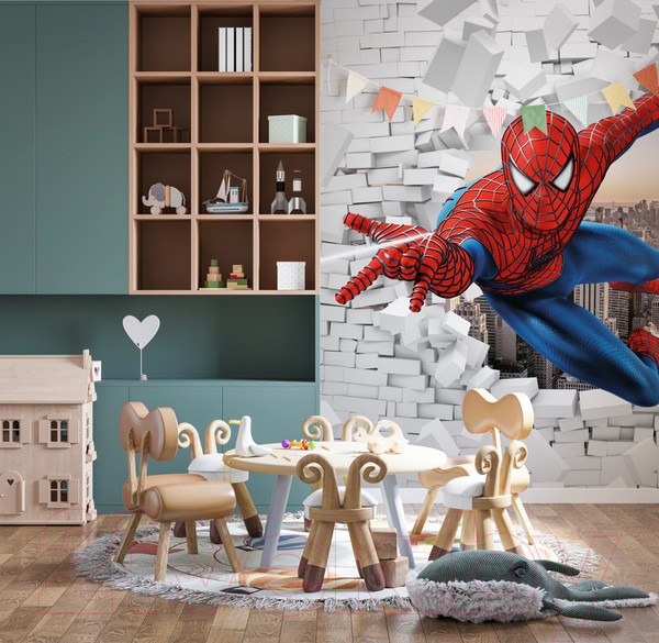 Изображение товара Фотообои листовые ФабрикаФресок Человек Паук из Стены / 1002270 (200x270)