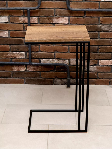 Изображение товара Приставной столик BZT Simmin Duo SDBW001 (черное двойное основание/коричневая доска)