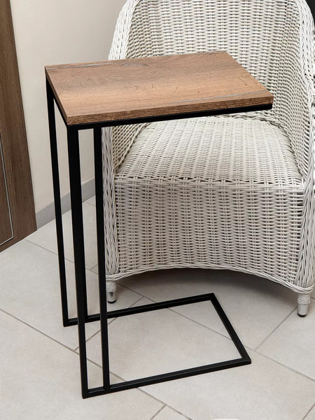 Изображение товара Приставной столик BZT Simmin Duo SDBW001 (черное двойное основание/коричневая доска)