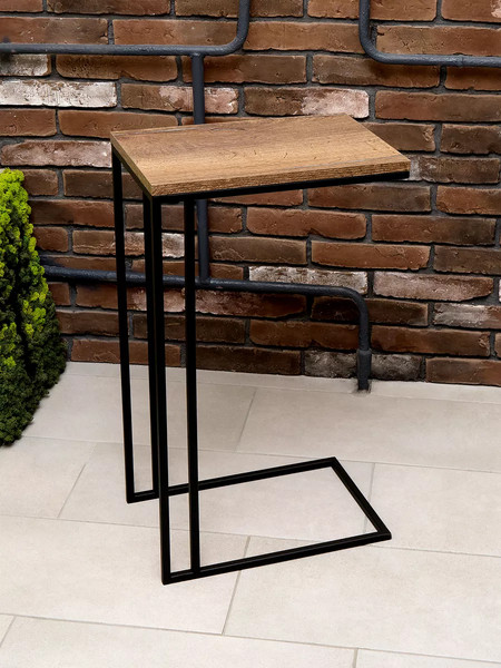 Изображение товара Приставной столик BZT Simmin Duo SDBW001 (черное двойное основание/коричневая доска)