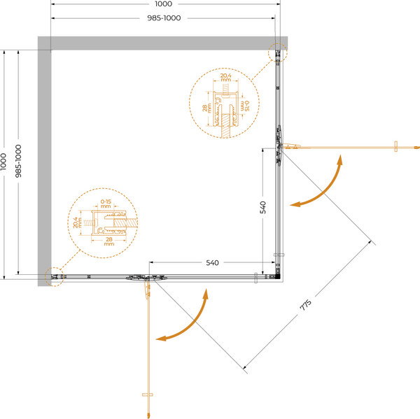 Изображение товара Душевой уголок Cezares Liner-A-2-100-C-Cr