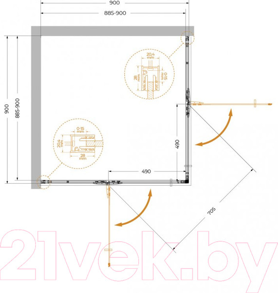 Изображение товара Душевой уголок Cezares Liner-A-2-90-C-NERO