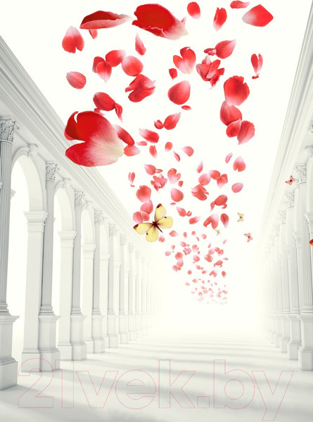 Изображение товара Фотообои листовые ФабрикаФресок 3D Абстракция. Бабочки. Колонны и Розы / 1032270 (200x270)