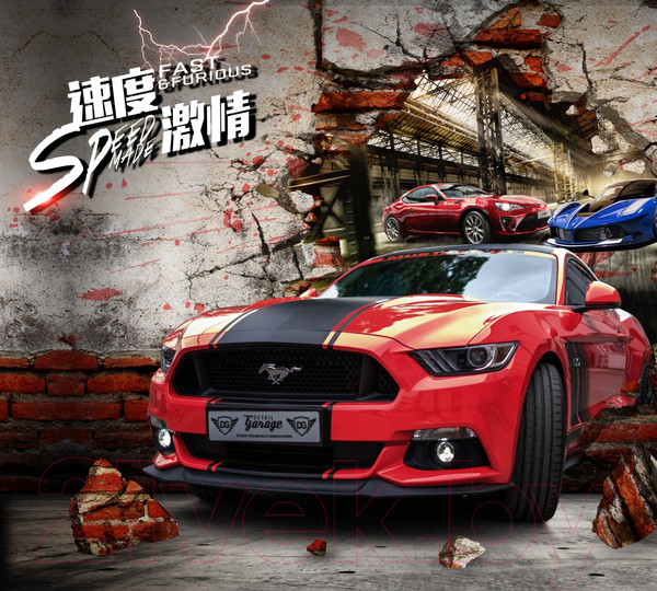 Изображение товара Фотообои листовые ФабрикаФресок Форсаж. Ford Mustang. Форд Мустанг. Для Гаража / 1053270 (300x270)