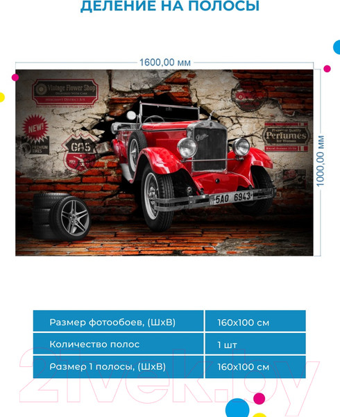 Изображение товара Фотообои листовые ФабрикаФресок Винтажный Автомобиль. Для Гаража / 1061160 (160x100)