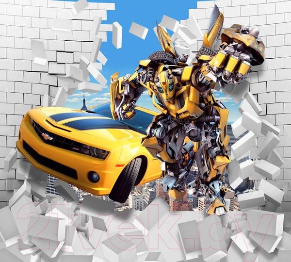 Изображение товара Фотообои листовые ФабрикаФресок Детские Трансформеры из Стены. Chevrolet Camaro / 1083270 (300x270)