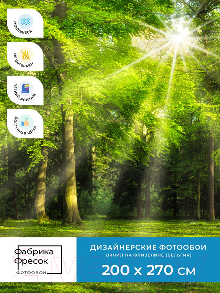 Изображение товара Фотообои листовые ФабрикаФресок Солнечный Зеленый Весенний Лес / 1092270 (200x270)