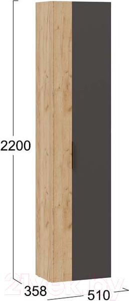 Изображение товара Шкаф-пенал ТриЯ Асти комбинированный (дуб крафт золотой/антрацит)