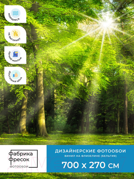 Изображение товара Фотообои листовые ФабрикаФресок Солнечный Зеленый Весенний Лес / 1097270 (700x270)
