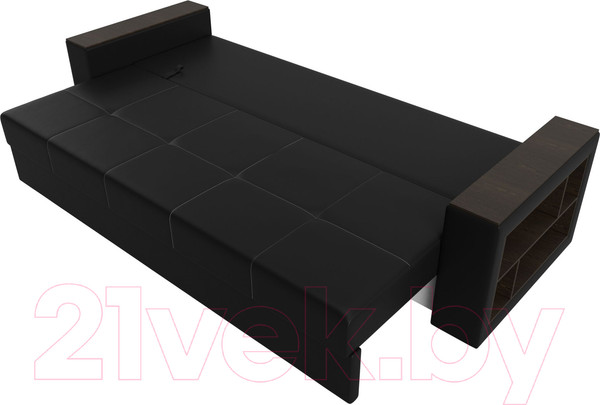 Изображение товара Диван Лига Диванов Дубай Лайт полки справа / 114337 (экокожа черная)