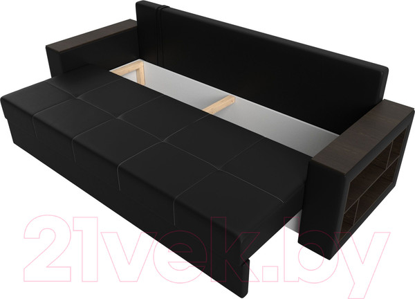 Изображение товара Диван Лига Диванов Дубай Лайт полки справа / 114337 (экокожа черная)