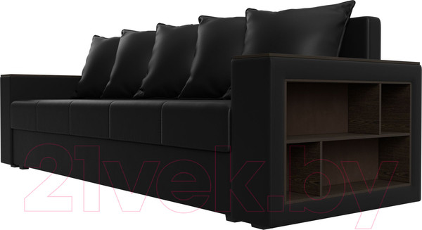 Изображение товара Диван Лига Диванов Дубай Лайт полки справа / 114337 (экокожа черная)