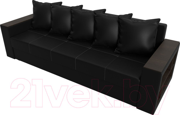 Изображение товара Диван Лига Диванов Дубай Лайт полки справа / 114337 (экокожа черная)