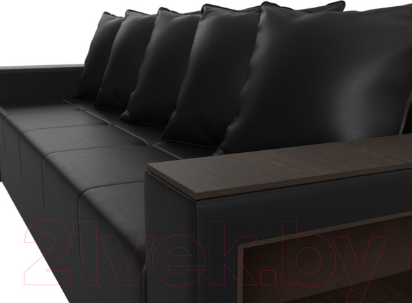Изображение товара Диван Лига Диванов Дубай Лайт полки справа / 114337 (экокожа черная)