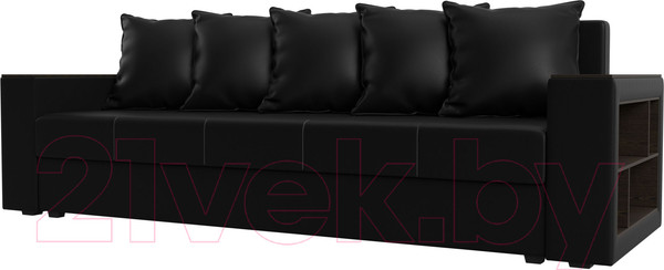 Изображение товара Диван Лига Диванов Дубай Лайт полки справа / 114337 (экокожа черная)