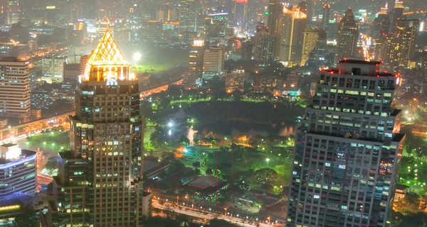 Изображение товара Фотообои листовые ФабрикаФресок Ночной Город. Ночной Бангкок. Азия / 1104270 (400x270)