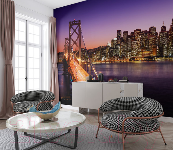 Изображение товара Фотообои листовые ФабрикаФресок Бруклинский Мост. Ночной Нью-Йорк / 1113270 (300x270)