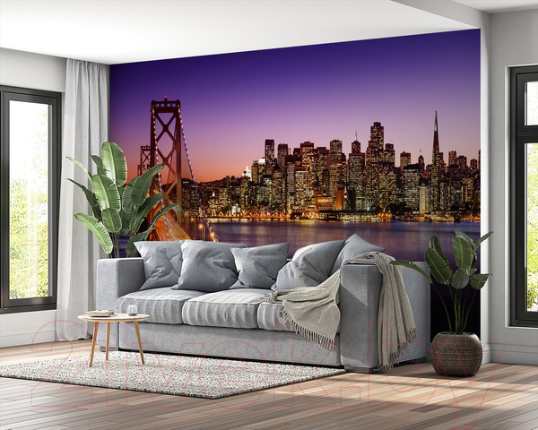 Изображение товара Фотообои листовые ФабрикаФресок Бруклинский Мост. Ночной Нью-Йорк / 1114270 (400x270)