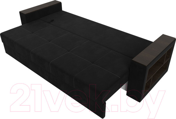 Изображение товара Диван Лига Диванов Дубай Лайт полки справа / 114354 (микровельвет черный)