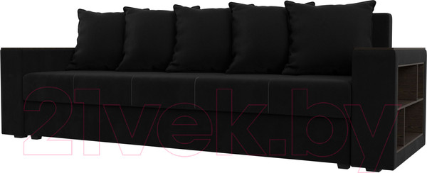 Изображение товара Диван Лига Диванов Дубай Лайт полки справа / 114354 (микровельвет черный)