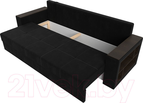 Изображение товара Диван Лига Диванов Дубай Лайт полки справа / 114354 (микровельвет черный)