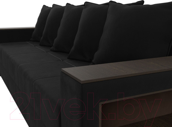 Изображение товара Диван Лига Диванов Дубай Лайт полки справа / 114354 (микровельвет черный)