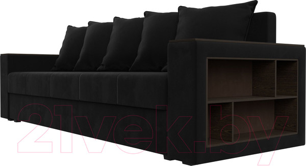 Изображение товара Диван Лига Диванов Дубай Лайт полки справа / 114354 (микровельвет черный)