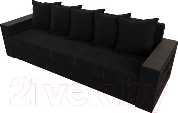 Изображение товара Диван Лига Диванов Дубай Лайт полки справа / 114354 (микровельвет черный)