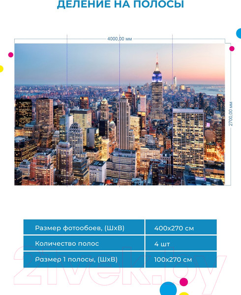 Изображение товара Фотообои листовые ФабрикаФресок Вечерний Нью-Йорк. Вечерний Город / 1124270 (400x270)