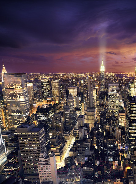 Изображение товара Фотообои листовые ФабрикаФресок Яркие Небоскребы Ночного Нью-Йорка / 1132270 (200x270)