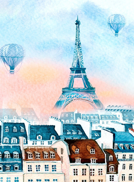 Изображение товара Фотообои листовые ФабрикаФресок Живопись. Акварельный Разноцветный Париж / 1162270 (200x270)