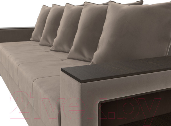 Изображение товара Диван Лига Диванов Дубай Лайт полки справа / 114366 (велюр коричневый)