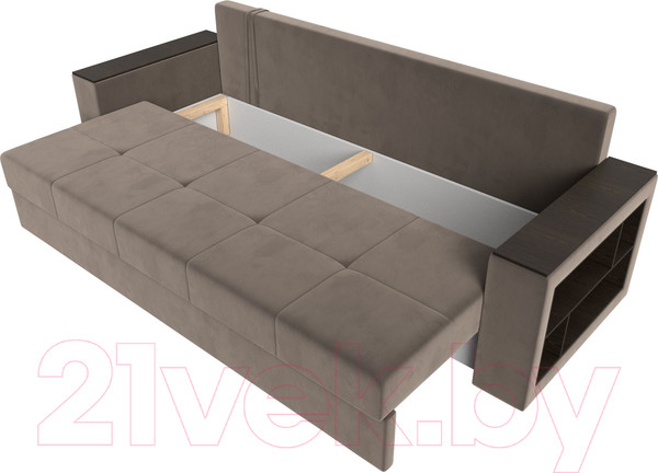 Изображение товара Диван Лига Диванов Дубай Лайт полки справа / 114366 (велюр коричневый)