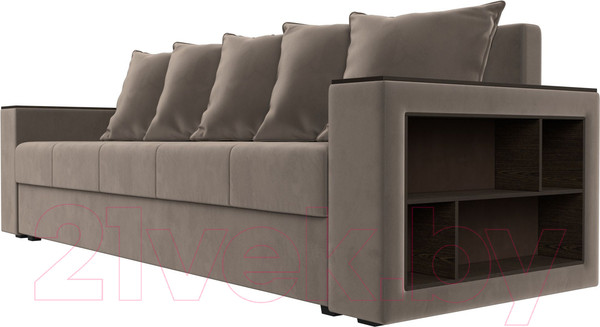 Изображение товара Диван Лига Диванов Дубай Лайт полки справа / 114366 (велюр коричневый)