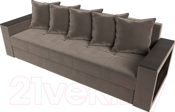 Изображение товара Диван Лига Диванов Дубай Лайт полки справа / 114366 (велюр коричневый)