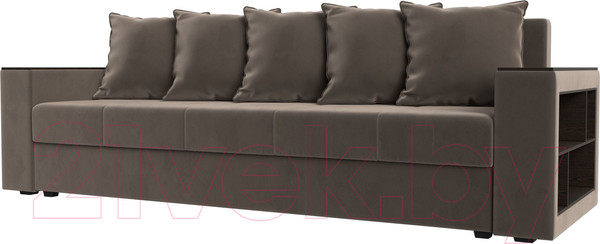 Изображение товара Диван Лига Диванов Дубай Лайт полки справа / 114366 (велюр коричневый)