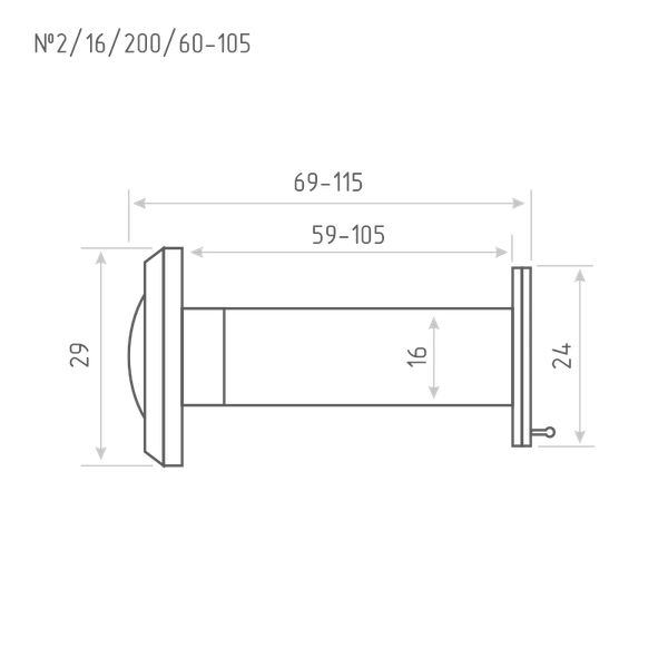 Изображение товара Глазок дверной Нора-М №2Ц/16/200/60-105 (хром)