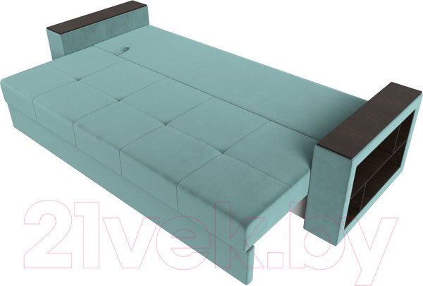 Изображение товара Диван Лига Диванов Дубай Лайт полки справа / 114367 (велюр бирюзовый)
