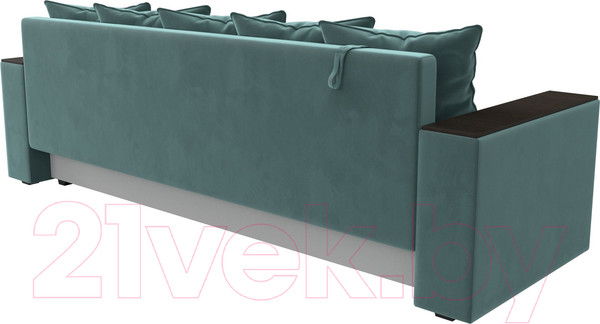 Изображение товара Диван Лига Диванов Дубай Лайт полки справа / 114367 (велюр бирюзовый)