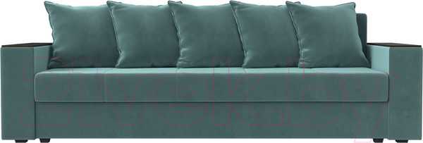Изображение товара Диван Лига Диванов Дубай Лайт полки справа / 114367 (велюр бирюзовый)