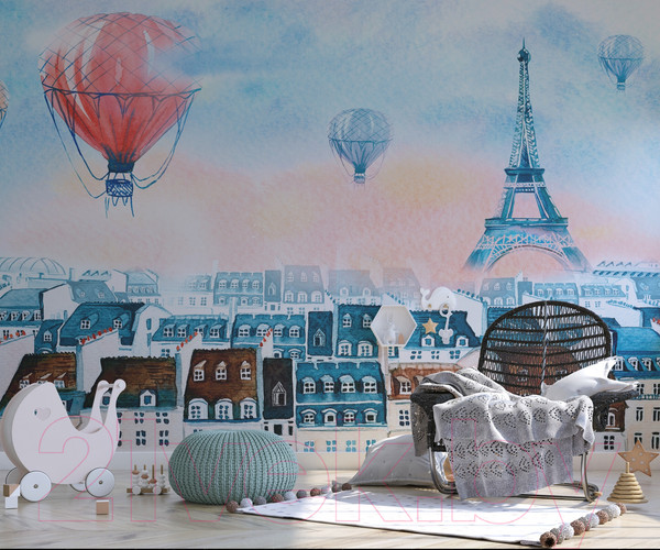 Изображение товара Фотообои листовые ФабрикаФресок Живопись. Акварельный Разноцветный Париж / 1164270 (400x270)