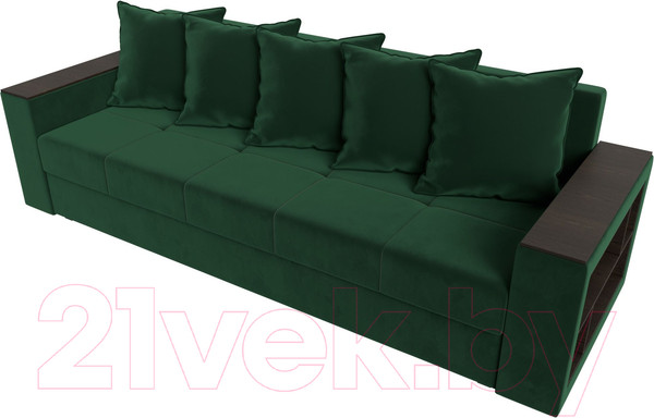 Изображение товара Диван Лига Диванов Дубай Лайт полки справа / 114368 (велюр зеленый)