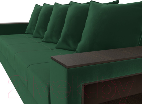 Изображение товара Диван Лига Диванов Дубай Лайт полки справа / 114368 (велюр зеленый)