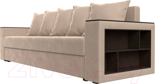 Изображение товара Диван Лига Диванов Дубай Лайт полки справа / 114369 (велюр бежевый)