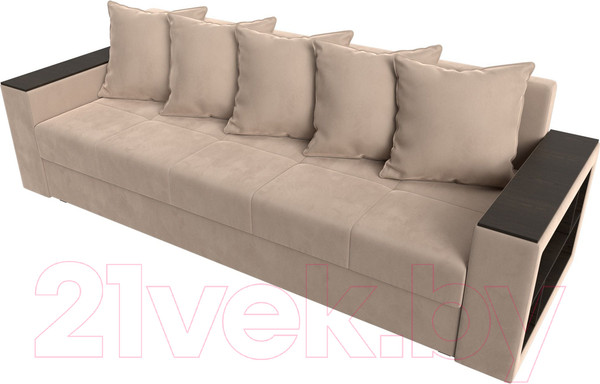 Изображение товара Диван Лига Диванов Дубай Лайт полки справа / 114369 (велюр бежевый)