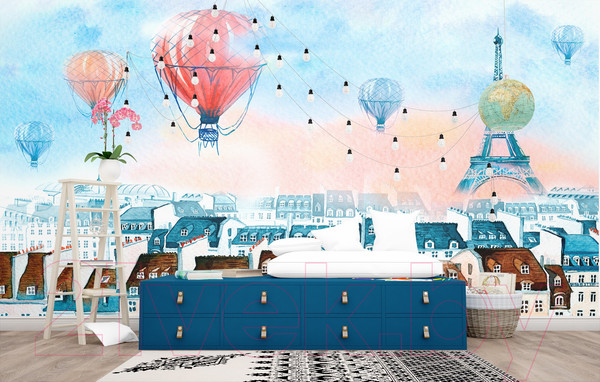 Изображение товара Фотообои листовые ФабрикаФресок Живопись. Акварельный Разноцветный Париж / 1165270 (500x270)