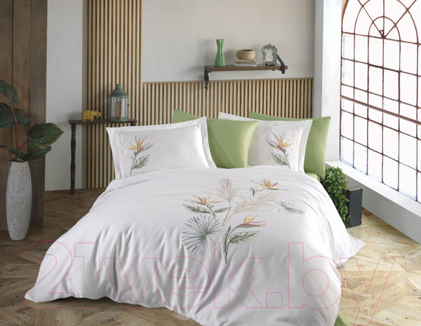 Изображение товара Комплект постельного белья Dantela Vita Starlice с вышивкой 200x220 / 11687 (кремовый)