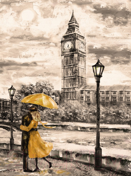 Изображение товара Фотообои листовые ФабрикаФресок Живопись. Акварельный Лондон. Бигбен / 1182270 (200x270)